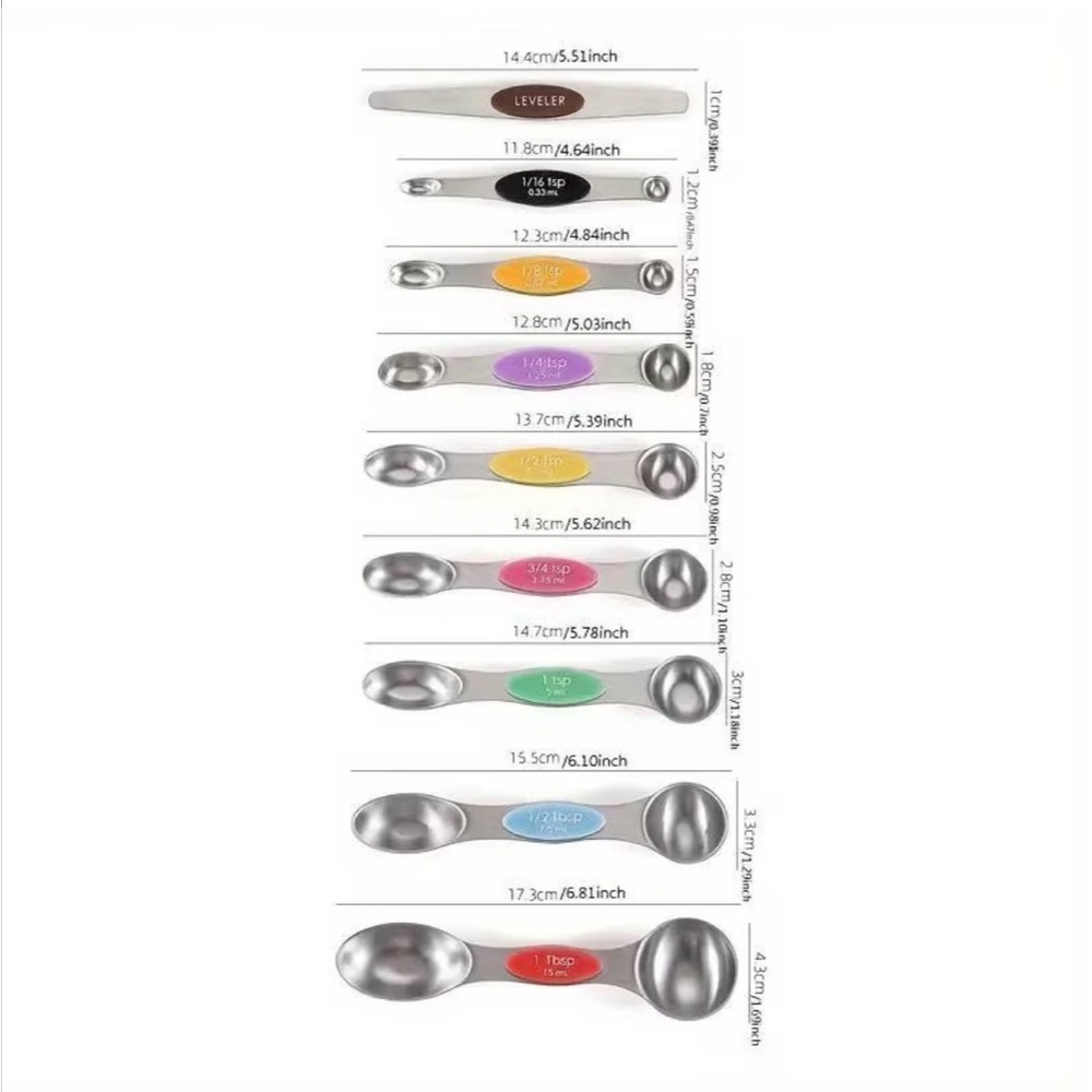 Magnetic Measuring Spoons Set of 9 - Multi-Color - Picture 4 of 9